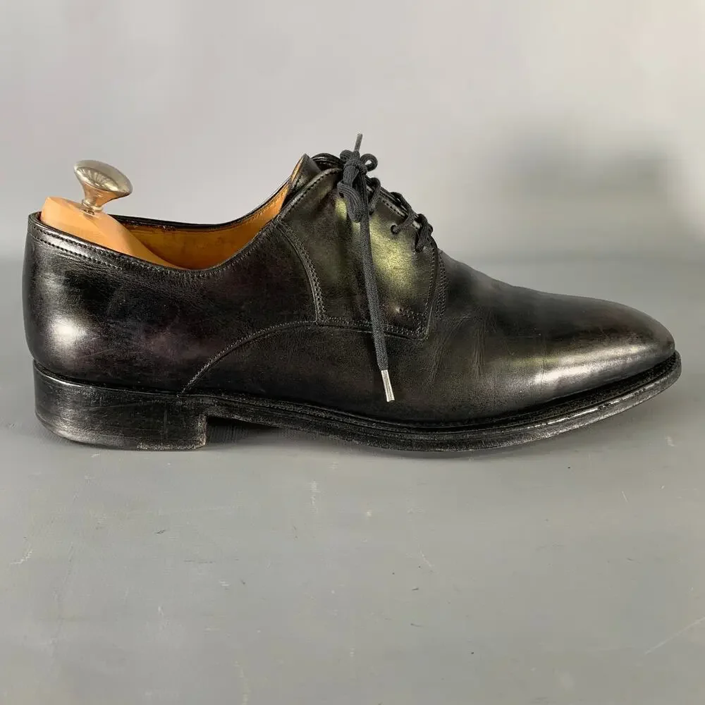 JOHN LOBB Size 9 Black Leather Pointed Toe Lace Up Shoes